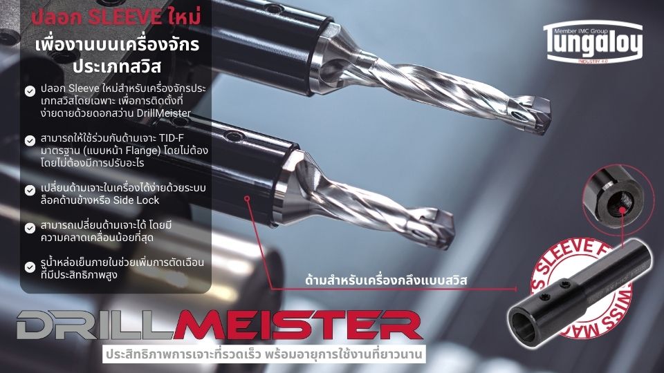 DrillMeister มีปลอก Sleeve เสริมใหม่ เพื่องานบนเครื่องจักรประเภทสวิส โดยเฉพาะ￼